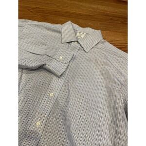 Brooks Brothers Men's Regent Fit Shirt Supima Cotton Blue Plaid Size 17.5 35
